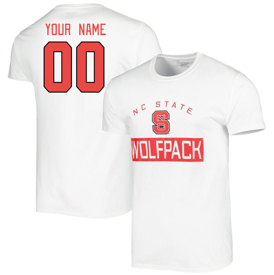 Custom NC State Wolfpacks Name And Number College Tshirt-White - Click Image to Close